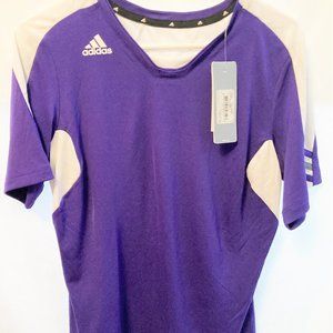 NWT Athletic Top Adidas L Women S/Sleeve Climacool 7734W White Purple Stretch